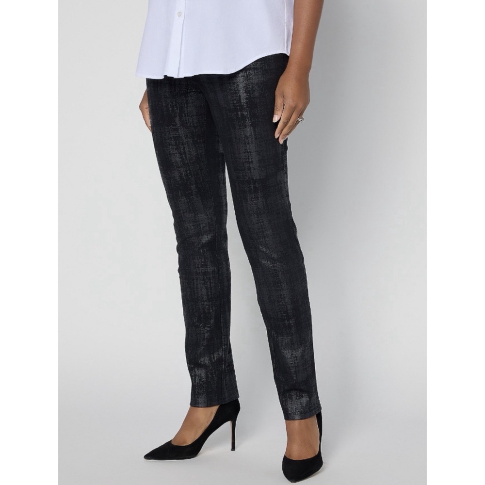 Women with Control Prime Stretch Full Length Printed Jeans Medium Petite Casual
